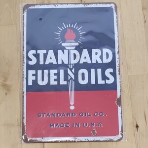 Vintage Standard Fuel Oils Metal Sign